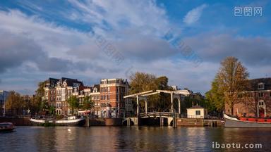 阿姆斯特丹荷兰运河日落